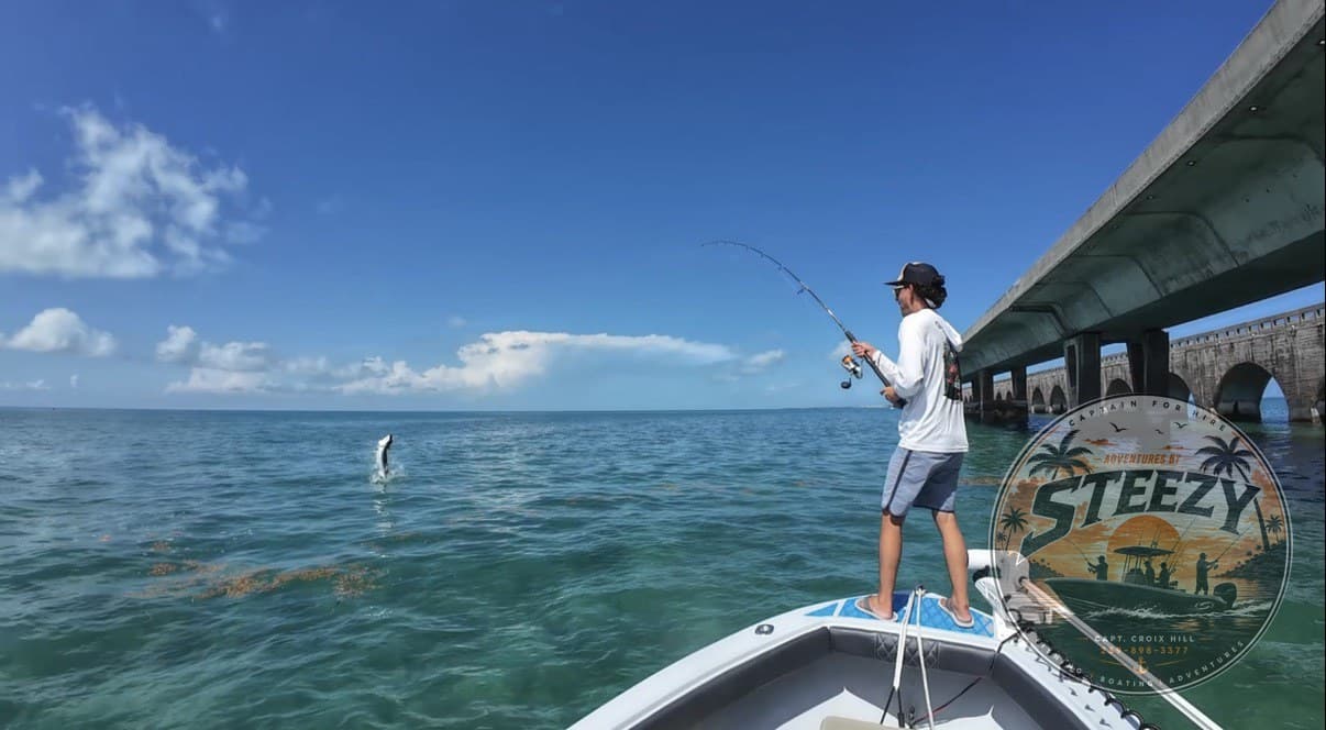 Tarpon jumping under a Florida Keys bridge